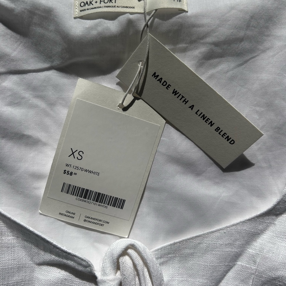 OAK + FORT White Linen Blend Top - Picture 3 of 3
